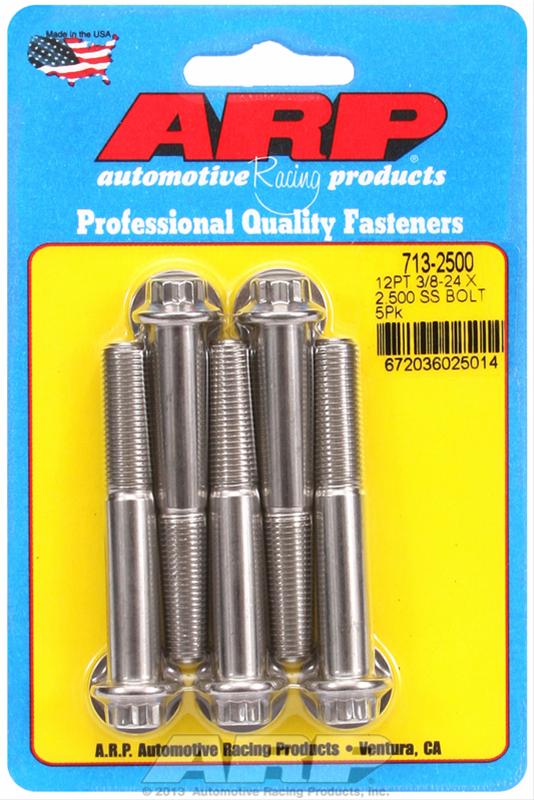 ARP 3/8in -24 x 2.500 12pt SS Bolts (5/pkg) 713-2500