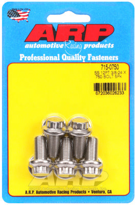 ARP 3/8 in.-24 RH Thread, 0.750 in 12 Point SS 300 Bolts - Set of 5