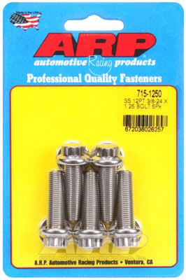 ARP 3/8 in.-24 RH Thread, 1.250in 12 Point SS 300 Bolts - Set of 5