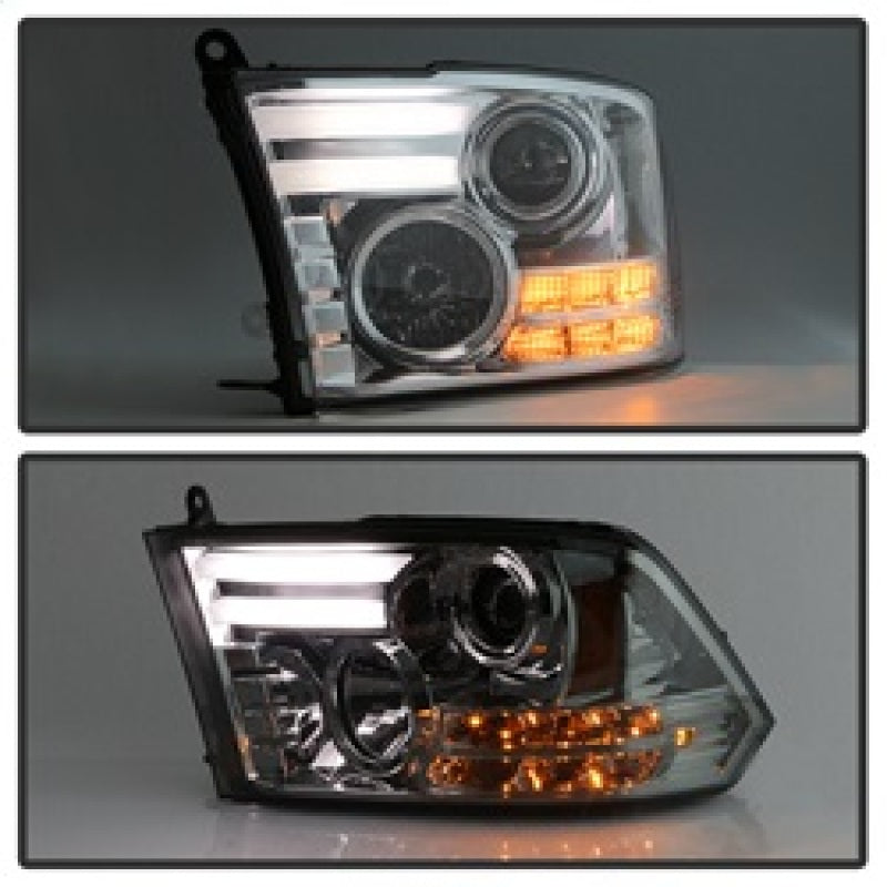 Spyder Dodge Ram 09-12 Projector Headlights Light Bar DRL Smoke PRO-YD-DR09-LBDRL-SM SPYDER