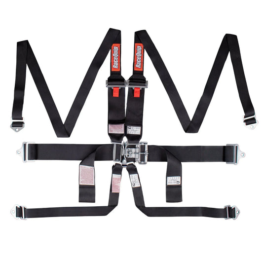 RaceQuip Black L & L 6pt HNR Seat Belt Racequip