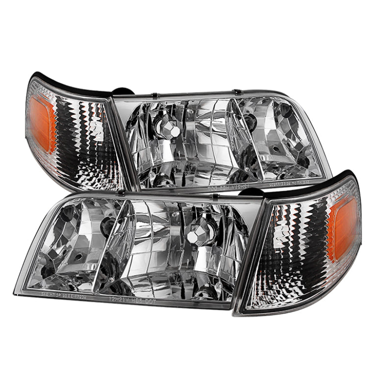 Xtune Crown Victoria 98-11 Crystal Headlights w/ Corner Lights Set Chrome HD-JH-CRVI98-SET-C SPYDER