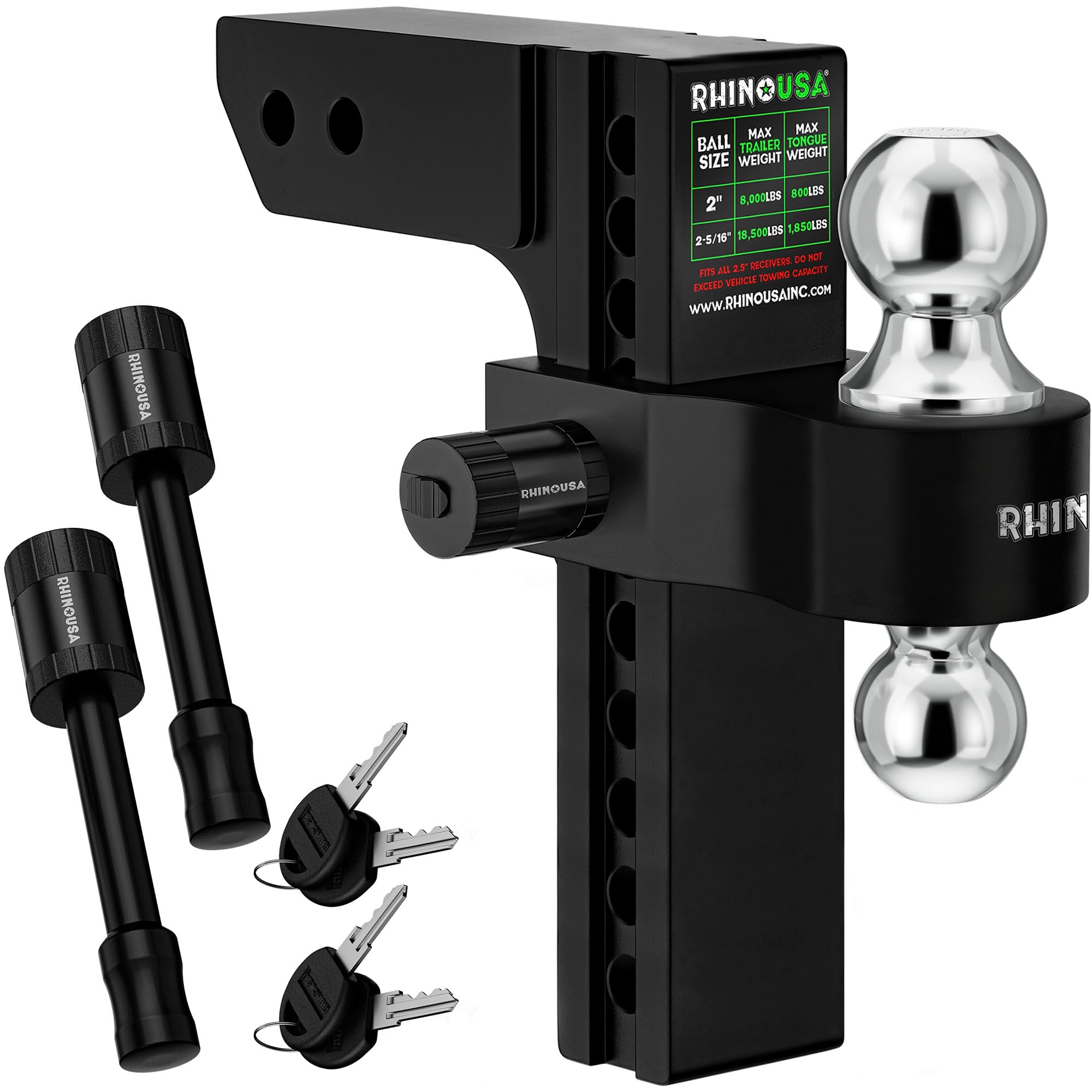Rhino USA 10In Heavy Duty Drop Hitch - 2.5In (Black)