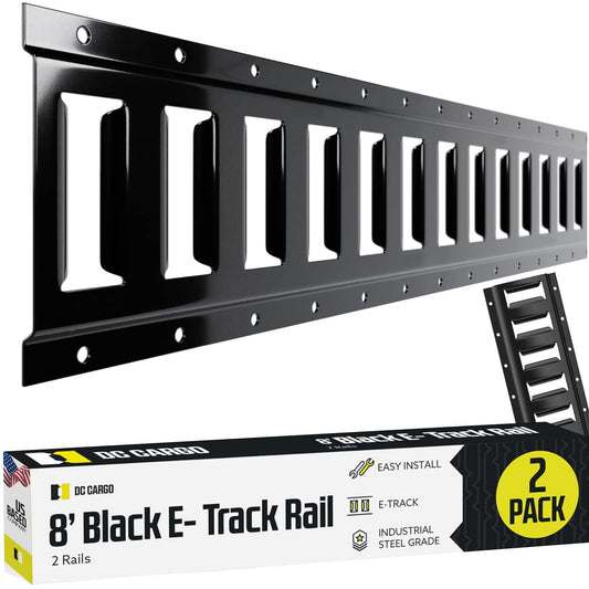8Ft E-Track Tie-Down Rails, Black (2 Pack)
