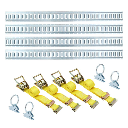 5Ft E-Track Tie-Down Rails, Silver (4 Pack)