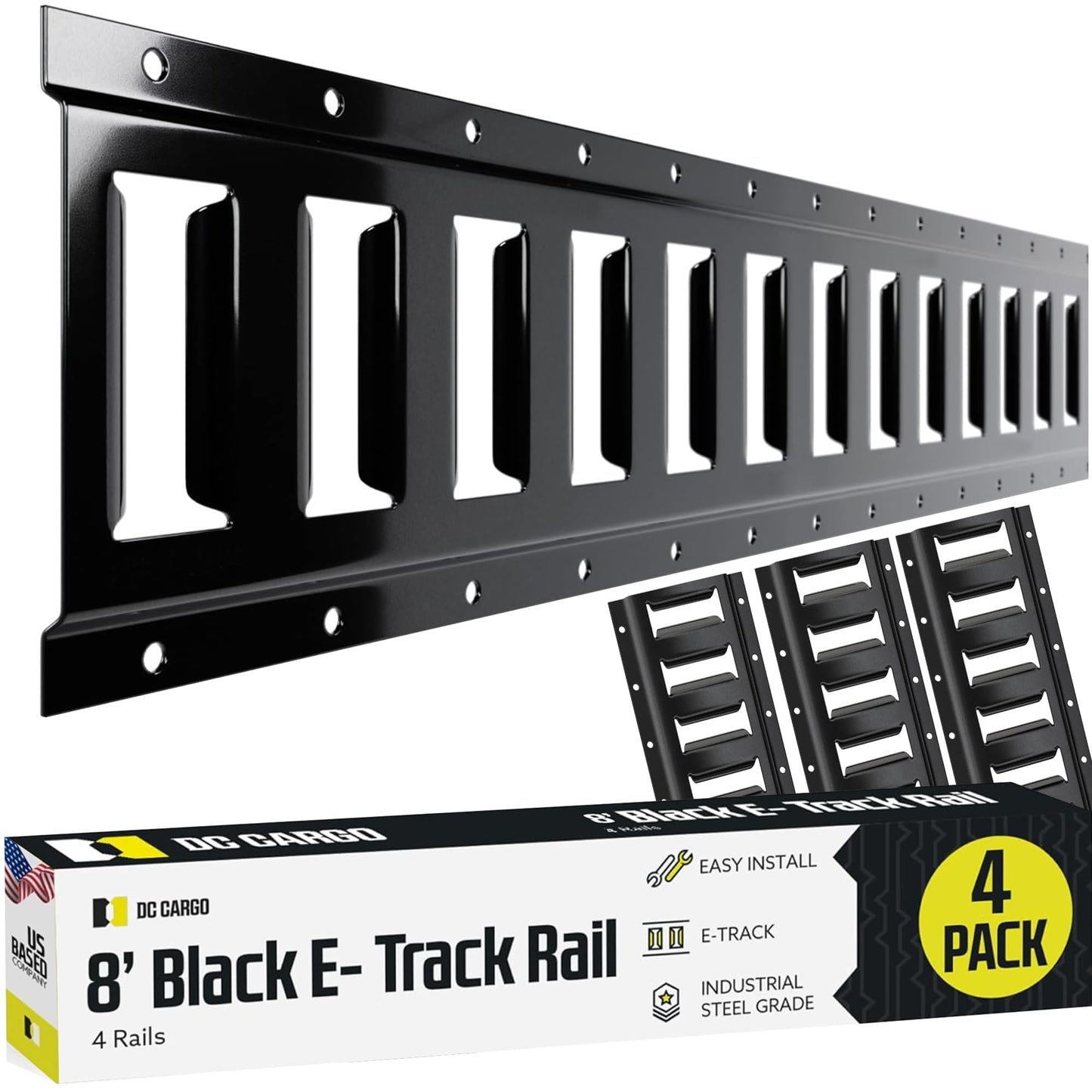 8Ft E-Track Tie-Down Rails, Silver (4 Pack)