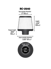 Load image into Gallery viewer, K&amp;N Universal Chrome Filter 1 1/8 inch FLG / 2 1/4 inch Bottom / 2 inch Top / 2.5 inch Height