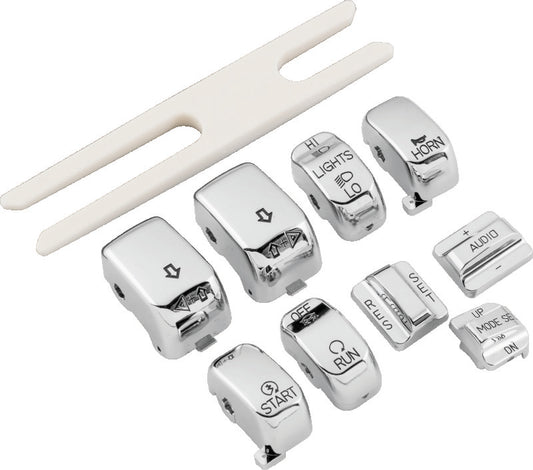 Bikers Choice 96-16 FLHT FLHR 06-16 FLHX Chrome Switch Cap Kit Replaces H-D 71816-09 - 482835