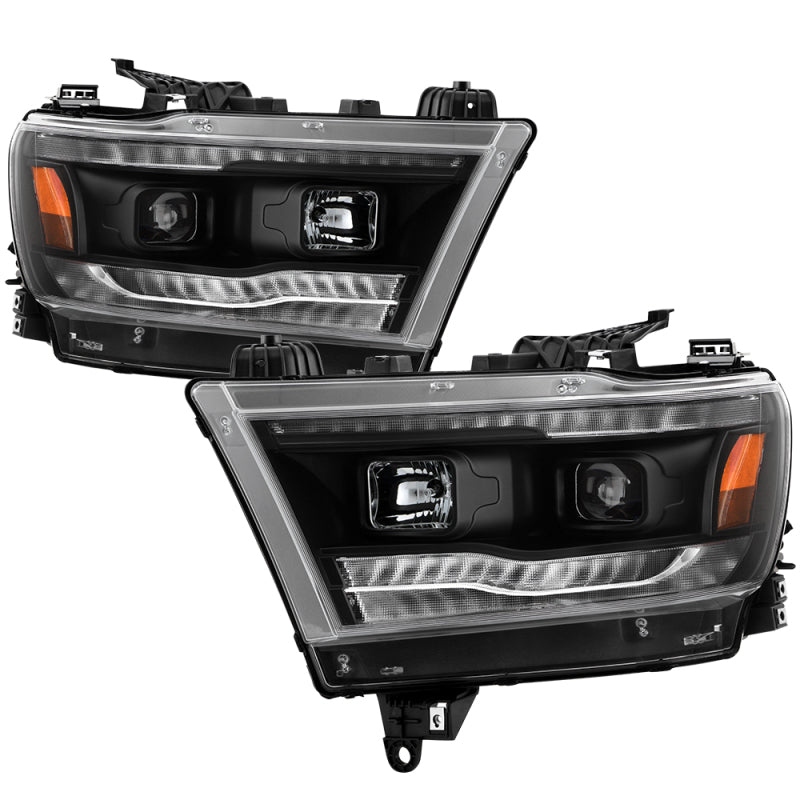 Spyder Dodge Ram 19-20 Halogen Model Projector Headlights Chrome PRO-YD-DR19HALSI-SEQ-BK SPYDER