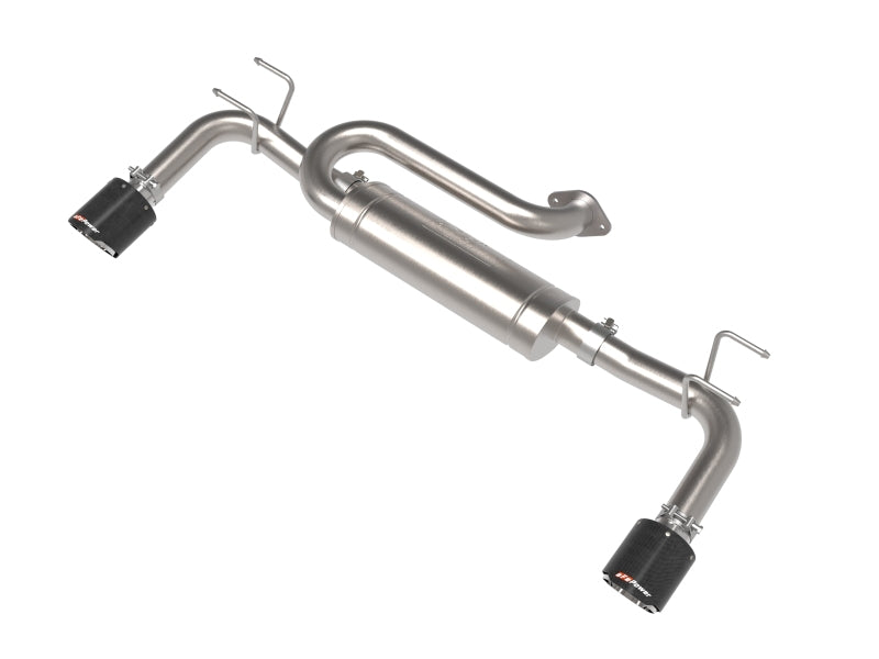 aFe Takeda 2-1/2 IN 304 Stainless Steel Axle-Back Exhaust System w/ Carbon Fiber Tip - 49-37036-C