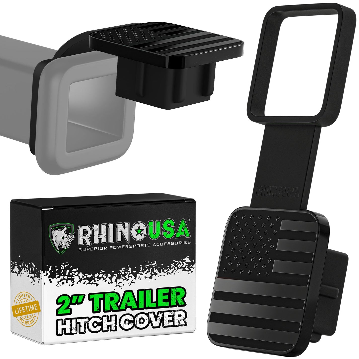 Rhino USA 2In American Flag Hitch Cover - Black & Blue