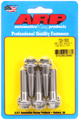 ARP 3/8 in.-24 RH Thread, 1.500 in Hex Head SS 300 Bolts - Set of 5