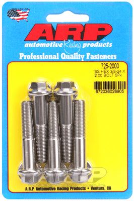 ARP 3/8 in.-24 RH Thread, 2.000 in Hex Head SS 300 Bolts - Set of 5