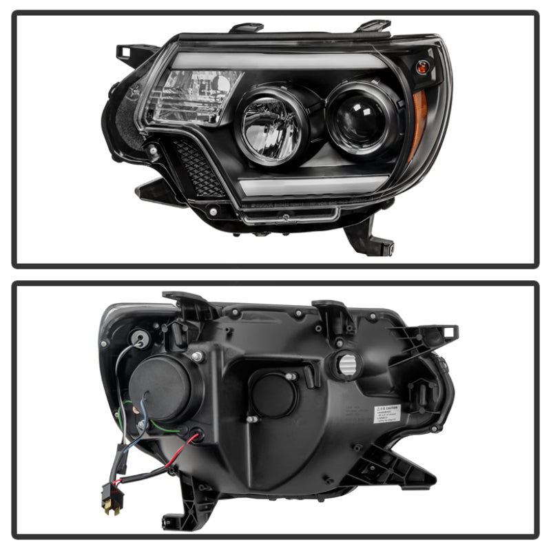 Spyder Toyota Tacoma 12-15 Projector Headlights Light Bar DRL Black PRO-YD-TT12-LBDRL-BK SPYDER