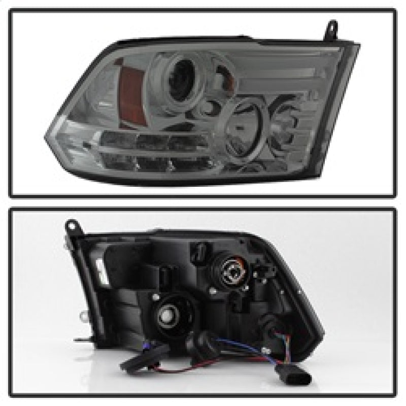 Spyder Dodge Ram 13-15 Projector Headlights Light Bar DRL Smoke PRO-YD-DR13-LBDRL-SM SPYDER