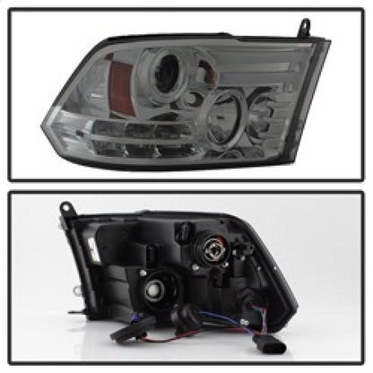 Spyder Dodge Ram 13-15 Projector Headlights Light Bar DRL Smoke PRO-YD-DR13-LBDRL-SM SPYDER