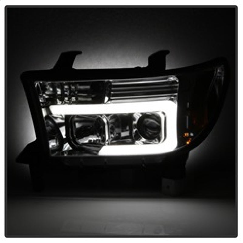 Spyder 07-13 Toyota Tundra V2 Light Bar DRL Projector Headlights - Chrome (PRO-YD-TTU07V2-LB-C) SPYDER
