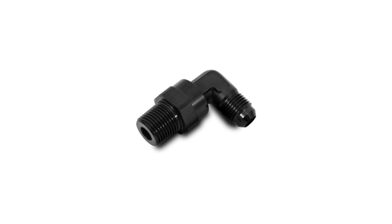 Vibrant -4AN to 1/8” NPT Male 90° Swivel Adapter Fitting – Black (11351)