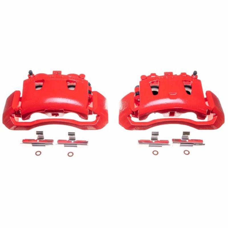 Power Stop 98-02 Dodge Ram 2500 Van Front Red Calipers w/Brackets - Pair PowerStop