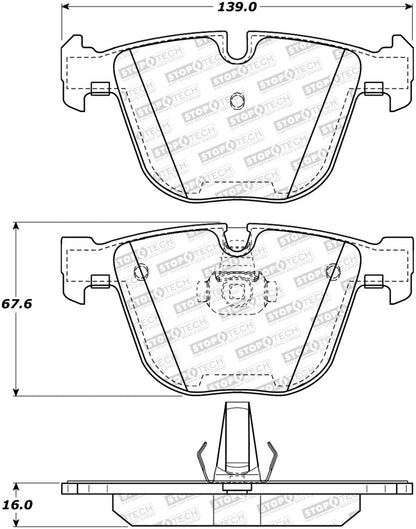 StopTech Premium Ceramic Rear Brake Pads - 308.09191 Stoptech