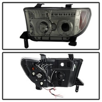 Spyder Toyota Tundra 07-13 Projector Headlights LED Halo LED Smke PRO-YD-TTU07-HL-SM SPYDER