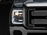 Raxiom 11-16 Ford F-250 Super Duty LED Projector Headlights - Chrome Housing (Clear Lens)