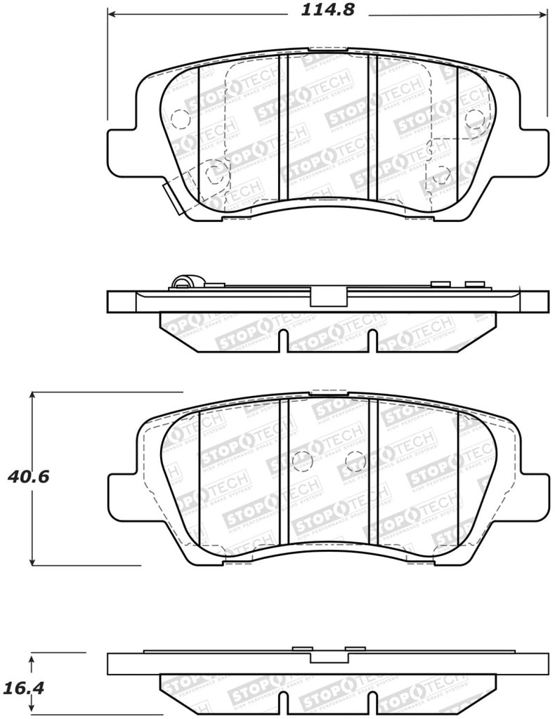 StopTech Premium Ceramic Front Brake Pads - 308.16590