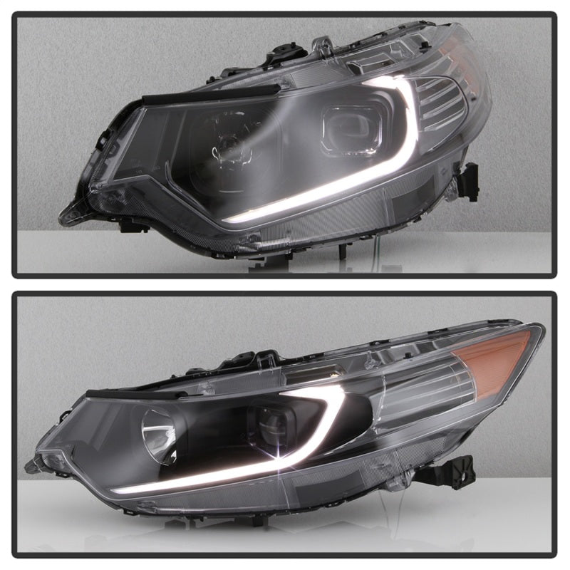 xTune 09-14 Acura TSX Projector Headlights - Light Bar DRL - Black (PRO-JH-ATSX09-LB-BK) SPYDER