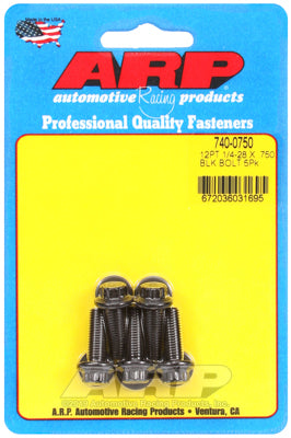 ARP 1/4 in.-28 RH Thread, 0.750 in 12 Point Bolts- Set of 5