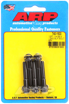 ARP 1/4-28 X 1.500in UHL 12pt Black Hex Nut Kit (5/PKG) ARP