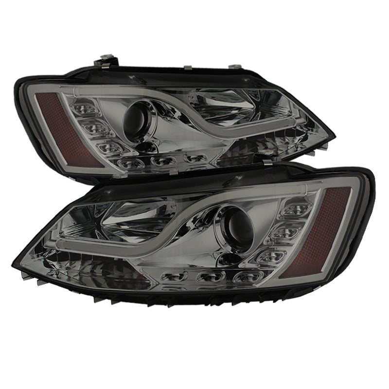 Spyder Volkswagen Jetta 11-14 Projector Headlights Halogen Light Tube DRL Smke PRO-YD-VJ11-LTDRL-SM SPYDER