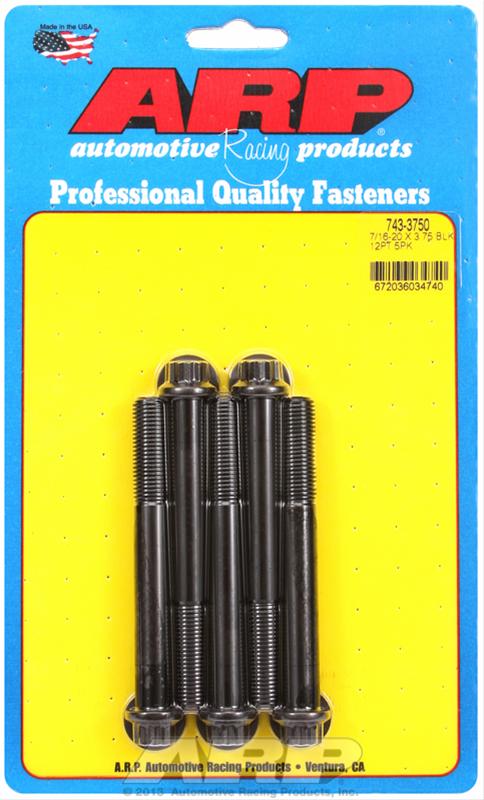 ARP 7/16in - 20 x 3.750in 12pt Black Oxide Bolts (5/pkg)