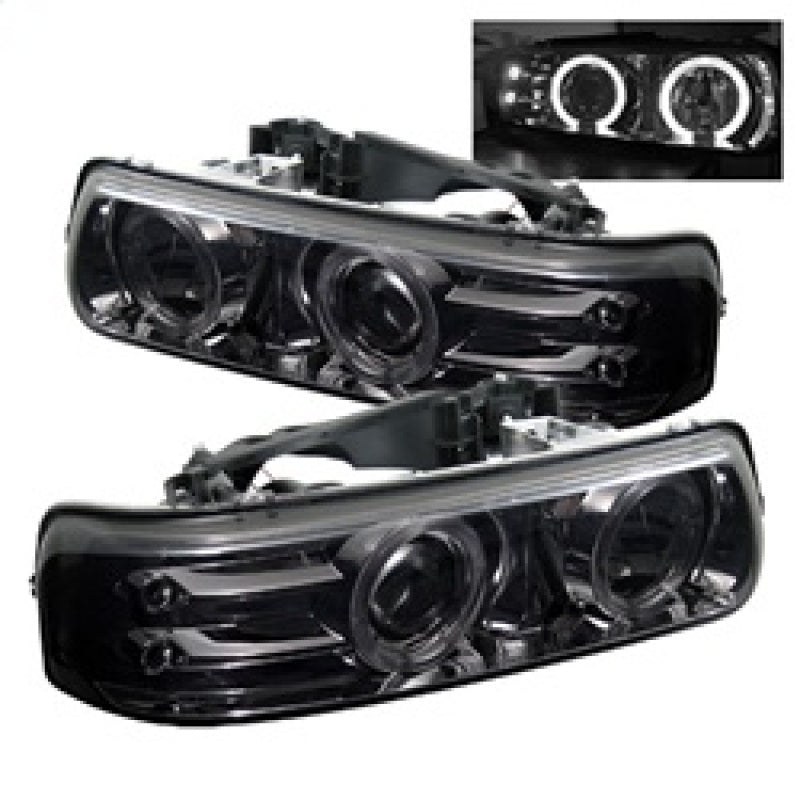 Spyder Chevy Silverado 1500/2500 99-02 Projector Headlights LED Halo LED Smoke PRO-YD-CS99-HL-SMC SPYDER