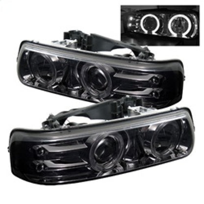 Spyder Chevy Silverado 1500/2500 99-02 Projector Headlights LED Halo LED Smoke PRO-YD-CS99-HL-SMC SPYDER