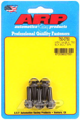 ARP 1/4-28 x .750 Hex Black Oxide Bolts (5/pkg) ARP