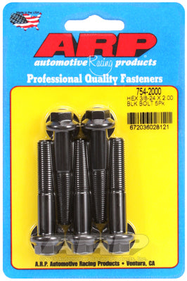 ARP 3/8 in.-24 RH Thread, 2.000 in Hex Head Bolts - Set of 5