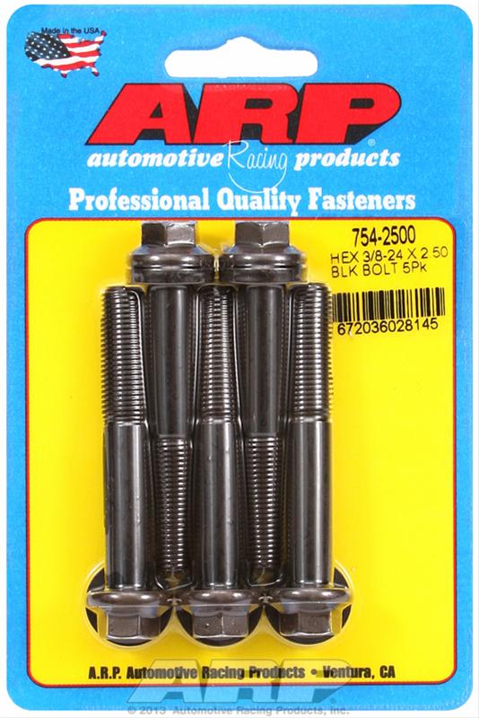 ARP 3/8-24 x 2.500in Hex 7/16 Wrenching Black Oxide Bolts - Set of 5 754-2500