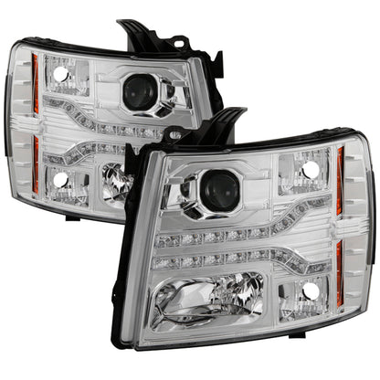 Spyder Chevy Silverado 1500 07-13 V2 Projector Headlights - LED DRL - Chrome PRO-YD-CS07V2-DRL-C SPYDER