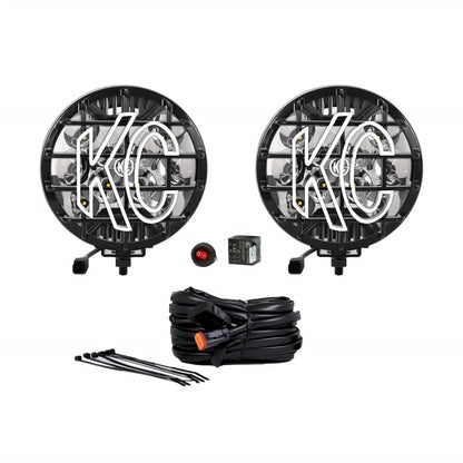 KC HiLiTES SlimLite 6in. LED Light 50w Spot Beam (Pair Pack System) - Black KC HiLiTES