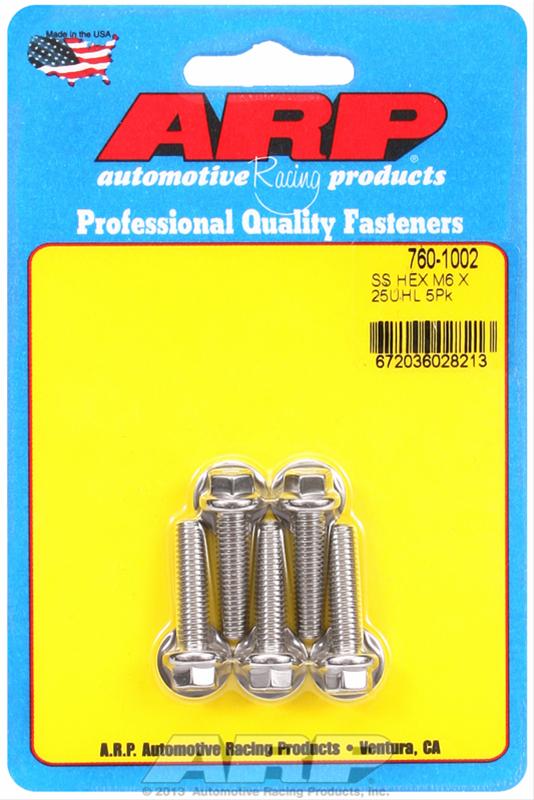 ARP M6 x 1.00 x 25 Hex SS Bolts (5/pkg)