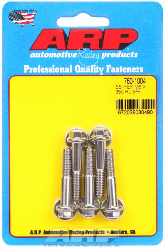 ARP M6 x 1.00 x 35 Hex SS Bolts (5/pkg)