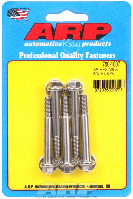 ARP M6 x 1.00 x 50 SS Hex Bolts (5/pkg)