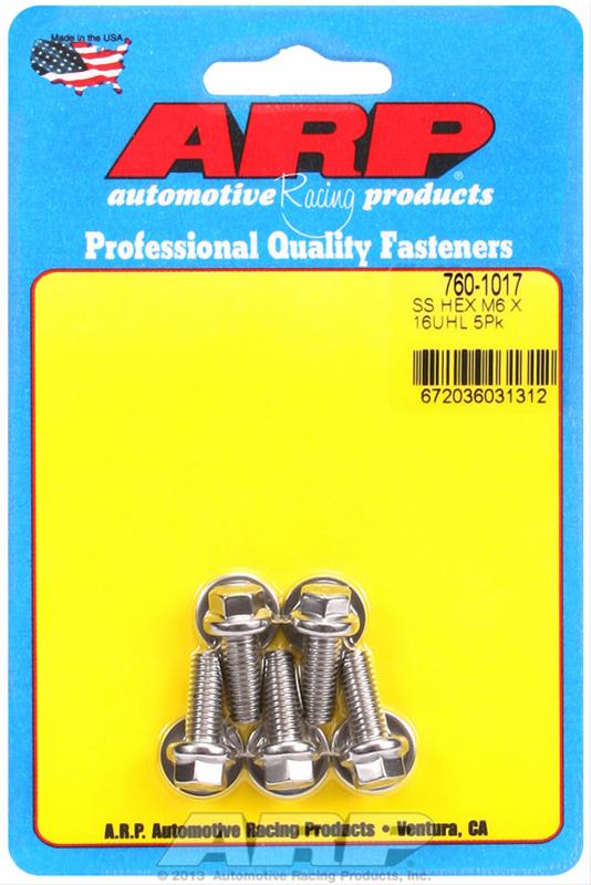 ARP M6 x 1.00 x 16 Hex Stainless Steel Bolts (Set of 5)