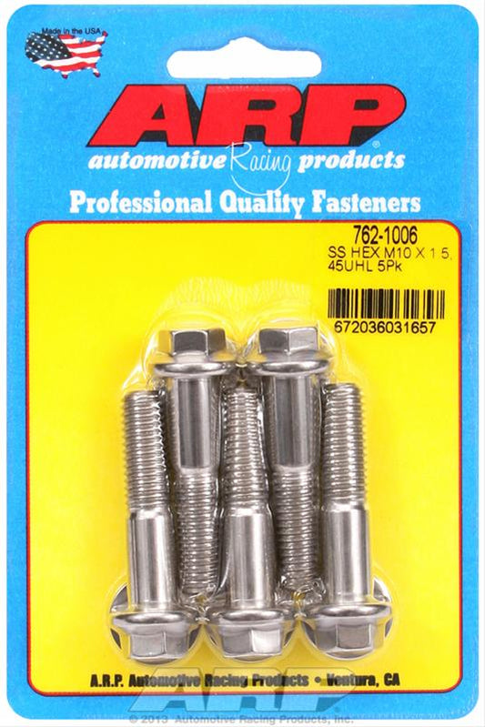 ARP M10 x 1.50 x 45 Hex SS Bolts (5/pkg) 762-1006