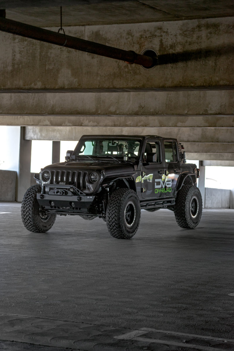 DV8 Offroad 07-23 Jeep Wrangler/Gladiator JT/JK/JL FS-25 Stubby Front Bumper w/Plated Bull Bar DV8 Offroad