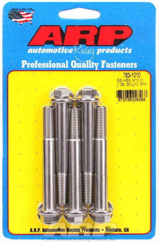 ARP M10 x 1.25 x 80 SS Hex Bolts (5/pkg) - 763-1010