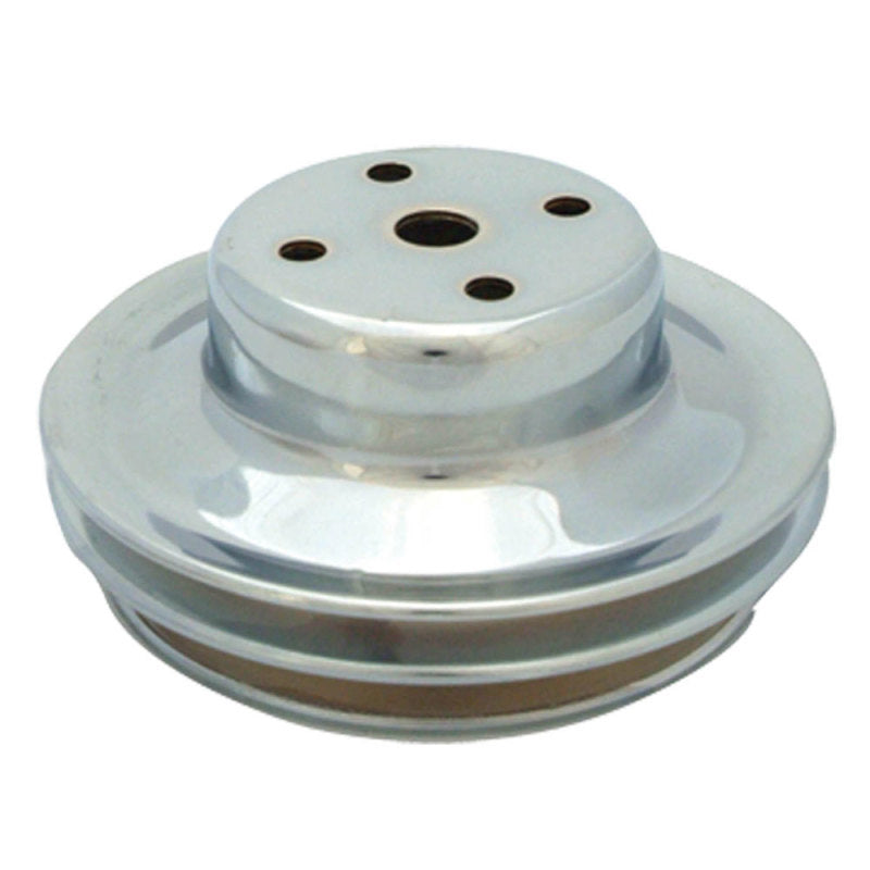 Spectre BB Chevy (w/Long Water Pump) Double Upper Groove Crankshaft Pulley - Chrome Spectre