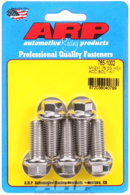 ARP M12 x 1.75 x 30 Hex Black SS Bolts (5/pkg) 765-1002