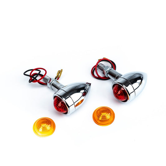 Bikers Choice 1 7/16 Inch Dia Chrome Mini Bullet Marker Light Dual Fillament Amber Lens Pr Universal - 489618