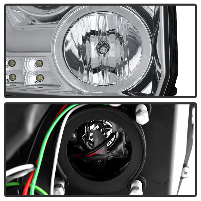 Spyder GMC Sierra 14-16 Projector Headlights Light Bar DRL Chrm PRO-YD-GS14V2-LBDRL-C SPYDER
